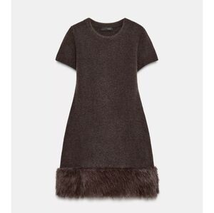 Zara FAUX FUR KNIT DRESS